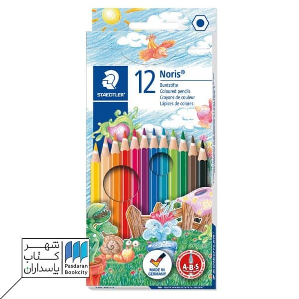 مداد رنگی ۱۲ رنگ مقوایی ۶ گوش ساده