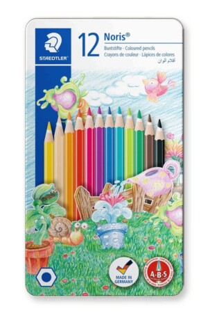 مداد رنگی جعبه فلزی ۱۲ رنگ استدلر