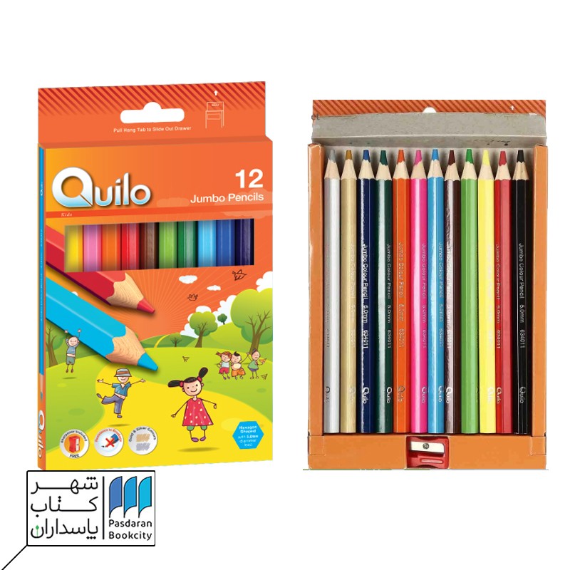 مداد رنگی ۱۲ رنگ جامبو کد ۶۳۴۰۱۲ quilo