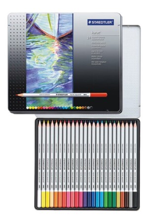 مداد رنگی آکوارل کارات ۲۴ رنگ جعبه فلزی استدلر staedtler