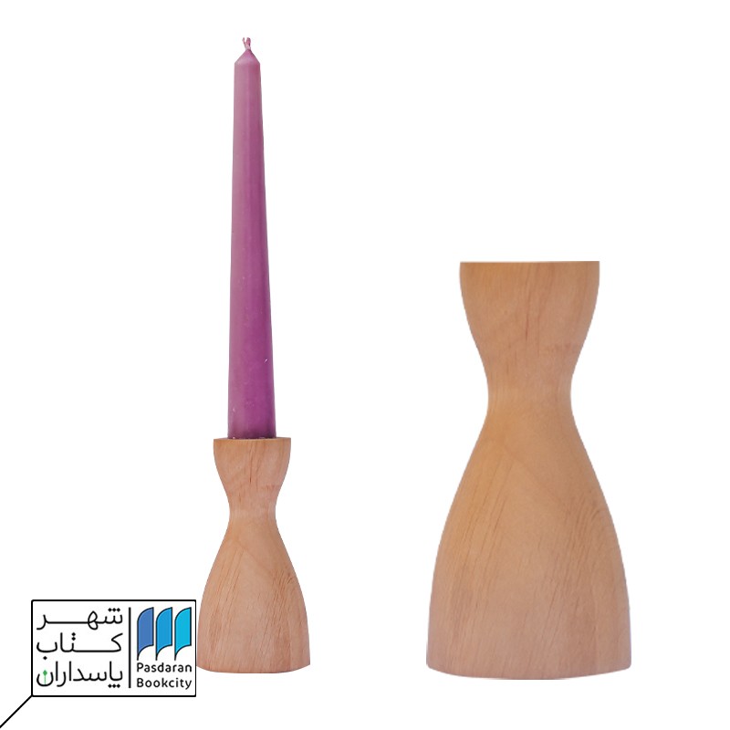 شمعدان چوبی کوچک با شمع