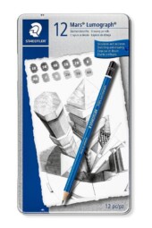 ست مداد طراحی ۱۲ عددی جعبه فلزی استدلر  مارس لوموگراف