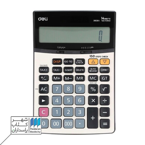 ماشین حساب ۱۴ رقم ۳ صفر چک کن دار deli e۳۹۲۶۴