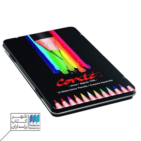 مداد رنگی آبرنگی ۱۲ رنگ CONTE بسته فلزی