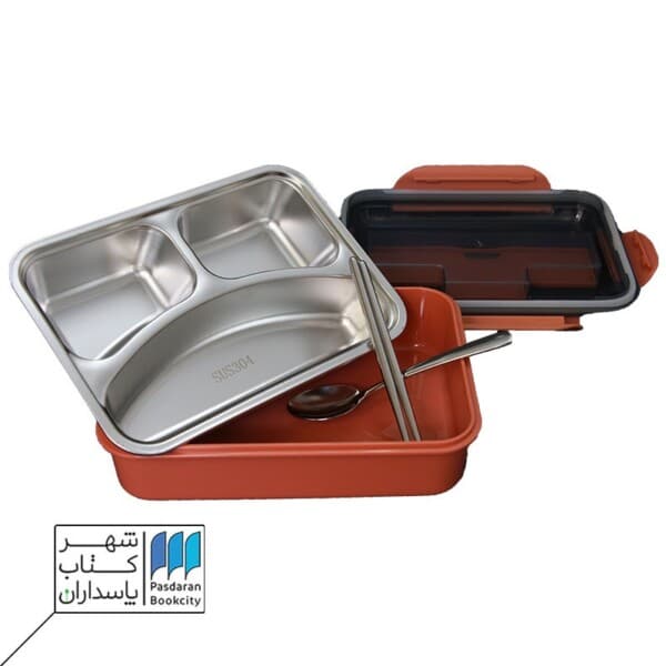 ظرف غذا ۳ خانه متوسط استیل