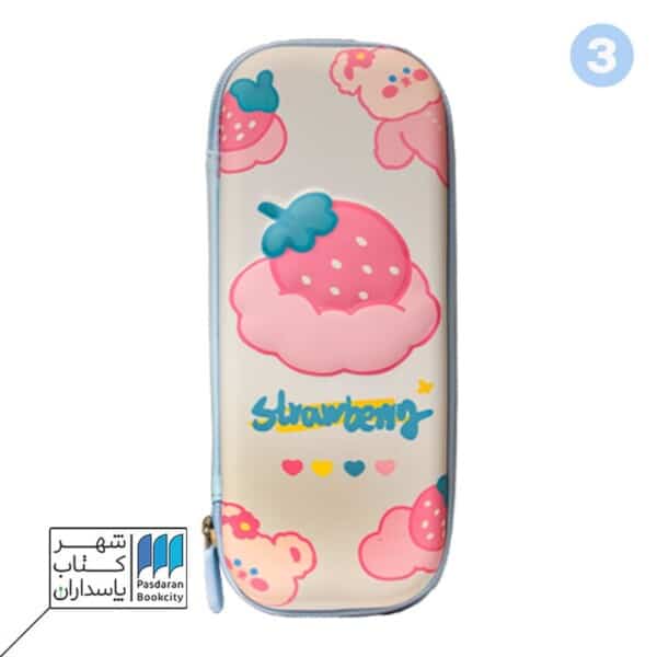 جامدادی کتابی PVC برزنتی برجسته خرگوش و توت فرنگی ۲۱۵۶