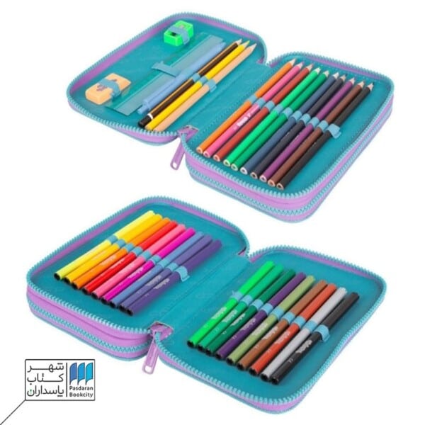 جامدادی دو زیپ با لوازم تحریر کامل E۶۶۵۰۵/F jumper ۲ gradient blueberry کول پک cool pack