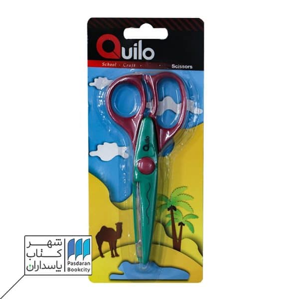 قیچی ۱۶ سانت مدرسه طرح کاردستی دسته ارگونومیک تیغه موجی quilo