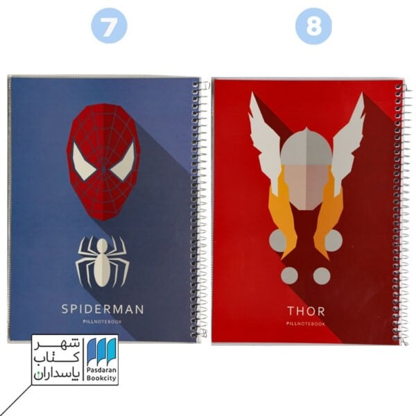 دفتر ۱۰۰ برگ وزیری سیمی طلقی سوپر هیروز پیل