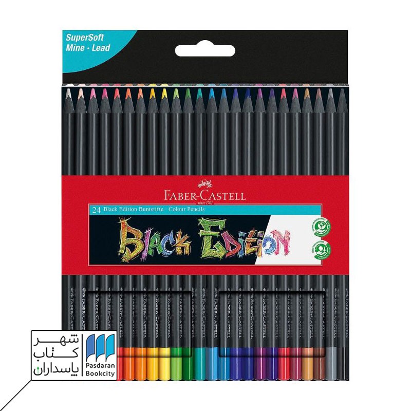 مداد رنگی بدنه مشکی جعبه مقوایی ۲۴ رنگ ۱۱۶۴۲۴