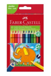 مداد رنگی جامبو ۱۲ رنگ مثلثی جعبه مقوایی تخت طرح فیل ۱۱۶۵۰۱