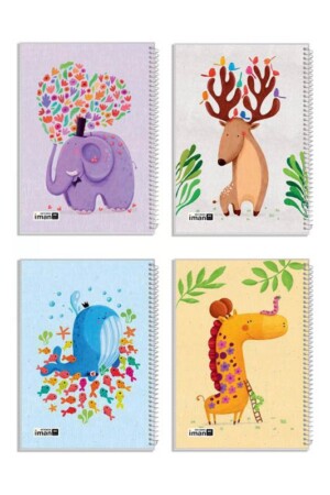 دفتر ۶۰ برگ حاشیه دار جلد طلقی Happy Animals ۰۱۰۵ ایمان