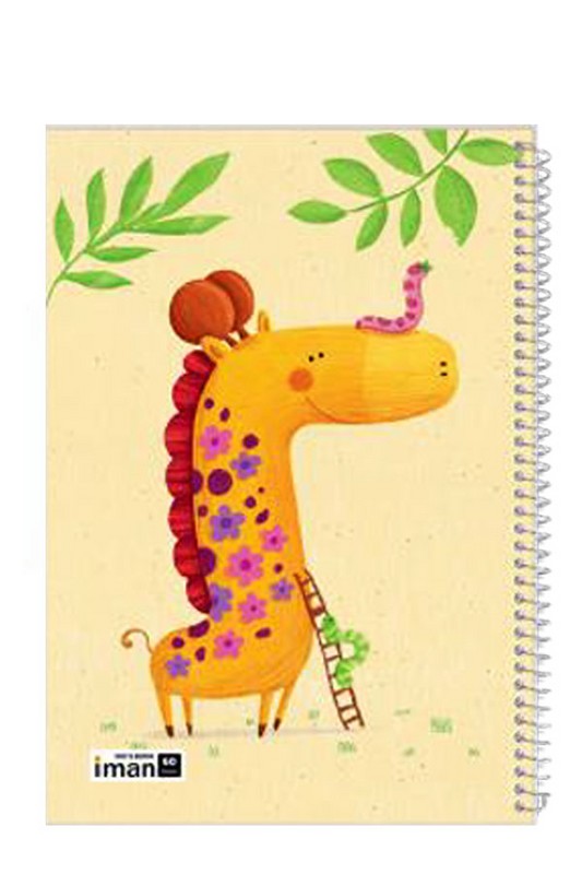 دفتر ۶۰ برگ حاشیه دار جلد طلقی Happy Animals ۰۱۰۵ ایمان