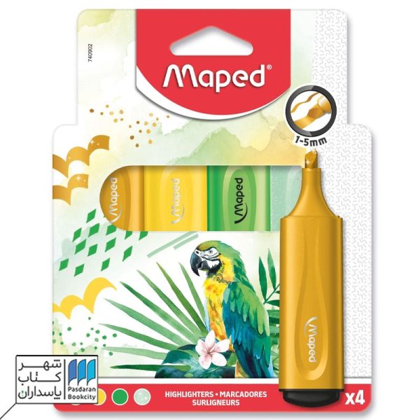 هایلایتر ۴ عددی متالیک طیف زرد و سبز و قهوه ای مپ maped
