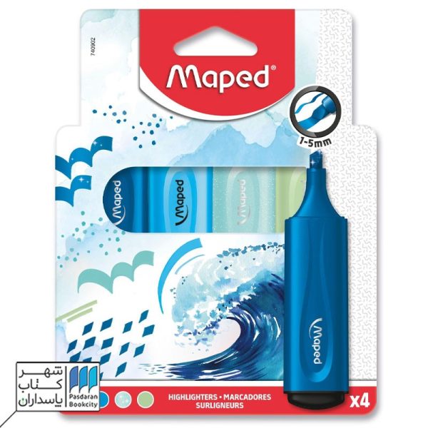 پک ۴تایی هایلایتر متالیک طیف آبی مپد maped