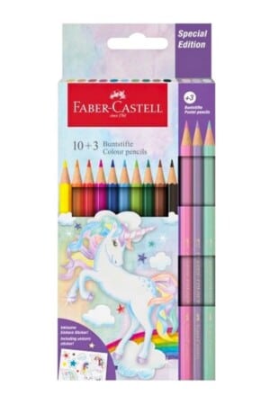 مداد رنگی ۳ + ۱۰ رنگ جعبه مقوایی مدل تک شاخ ۱۱۱۲۱۹