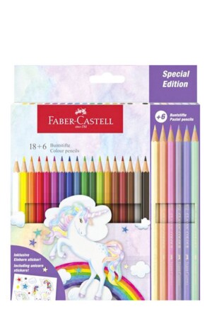 مداد رنگی ۶ + ۱۸ رنگ جعبه مقوایی تخت مدل تک شاخ ۱۱۱۲۲۱