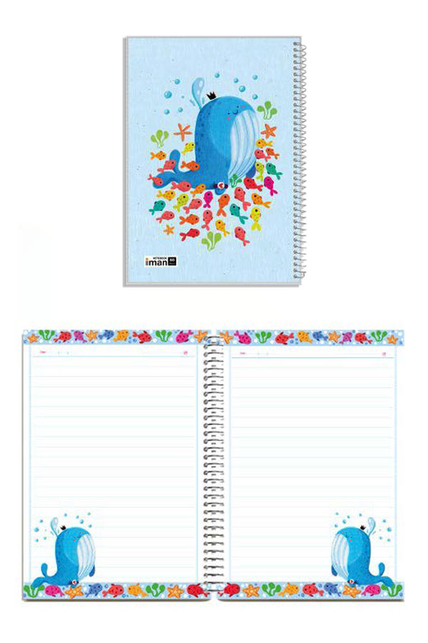 تصویر دفتر 60 برگ حاشيه دار جلد طلقي Happy Animals 01057