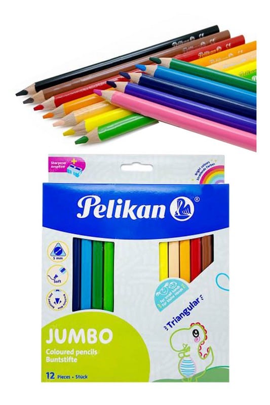 مداد رنگی ۱۲ رنگ جامبو به همراه تراش ۷۲۴۰۶۲