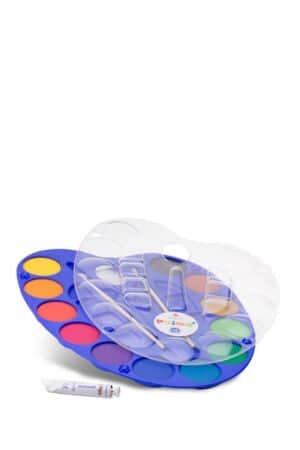 آبرنگ جامبو ۱۲ رنگ تیوب گواش سفید ۷.۵ ۲ قلم