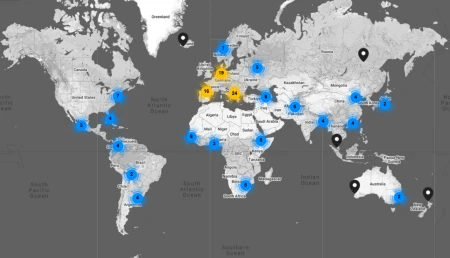نقشه پراکندگی مراکز انجمن PEN