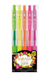 ست روان نویس ژلی ساراسا نئونی ۵ رنگ ۰.۵ زبرا