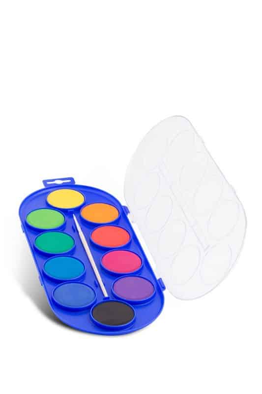 آبرنگ جامبو جعبه پلاستیکی ۱۰ رنگ پالت قلم مو