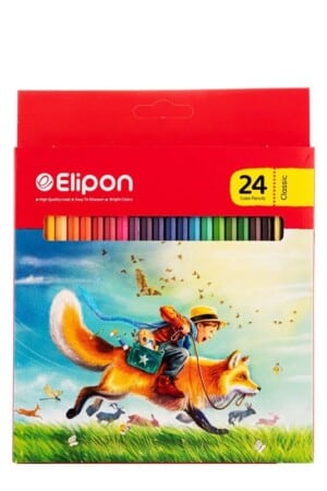 مداد رنگی ۲۴ رنگ جعبه مقوایی ۸۱۲۵۱۱۰ الیپون elipon