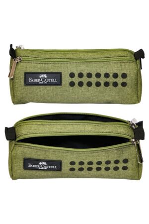 جامدادی دوزیپ پارچه ای طرح گریپ سبز ۳۱۹۱۴۹۵۴ فابر کاستل