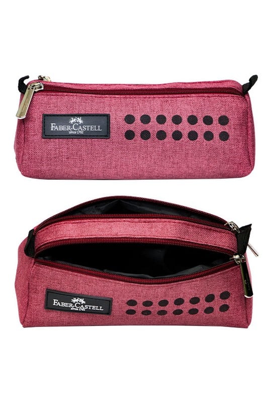 جامدادی دوزیپ پارچه ای طرح گریپ زرشکی ۳۱۹۱۴۹۴۷ فابر کاستل