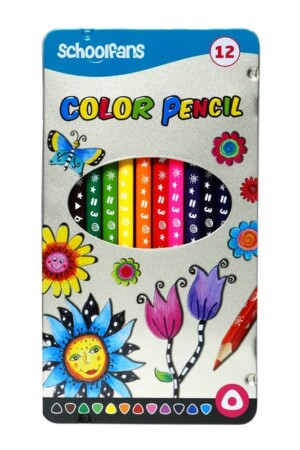 مداد رنگی ۱۲ رنگ سه گوش جعبه فلزی ۹۲۴۴۲ اسکول فنس schoolfans