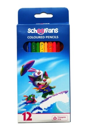 مداد رنگی ۱۲ رنگ سه گوش جعبه مقوایی ۹۲۴۴۷ اسکول فنس