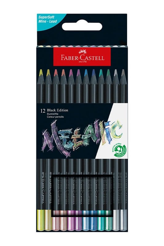 مداد رنگی ۱۲ رنگ black edition metallic ۱۱۶۴۱۵ فابر کاستل