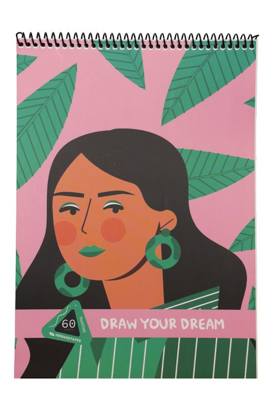 دفتر نقاشی ۶۰ برگ رحلی سیم از بالا