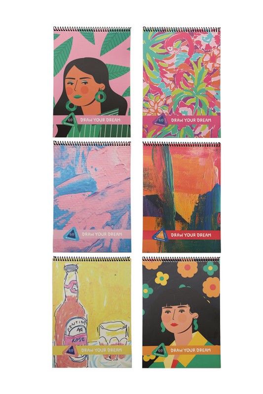 دفتر نقاشی ۶۰ برگ رحلی سیم از بالا