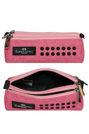 جامدادی سه زیپ طرح گریپ صورتی ۳۱۹۱۴۹۵۷ فابر کاستل