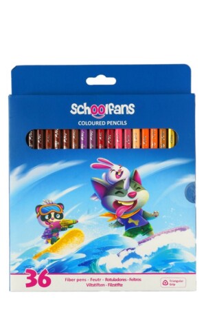 مداد رنگی ۳۶ رنگ سه گوش جعبه مقوایی ۹۲۴۵۰ اسکول فنس schoolfans