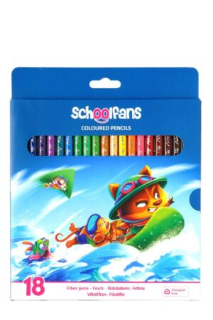 مداد رنگی ۱۸ رنگ سه گوش جعبه مقوایی ۹۲۴۴۸ اسکول فنس schoolfans