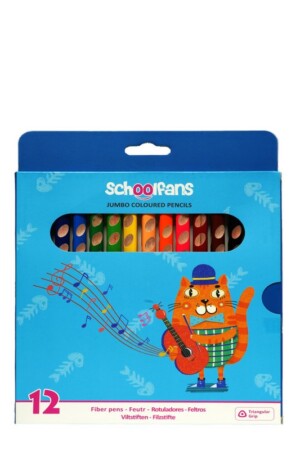 مداد رنگی ۱۲ رنگ سه گوش جامبو جعبه مقوایی ۹۲۴۴۵ اسکول فنس schoolfans