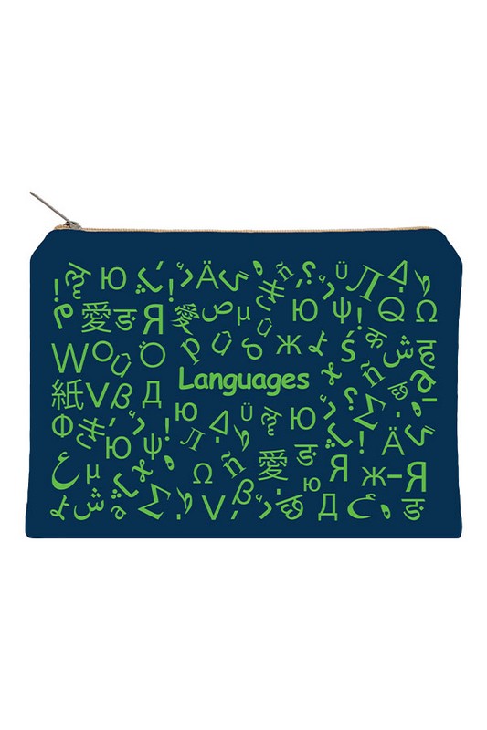 زیپ کیف سایز A۵ Languages سرمه ای دات نوت