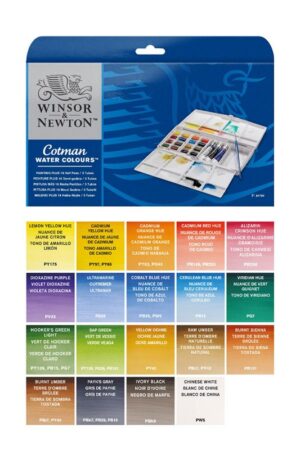 آبرنگ ۱۹ رنگ کاتمن قرص و تیوپ با قلم مو winsor