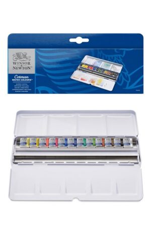آبرنگ ۱۲ رنگ کاتمن قرص کوچک جعبه فلزی آبی winsor