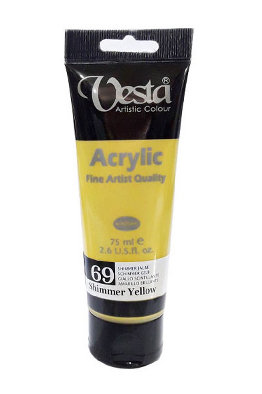 رنگ اکریلیک ۷۵ میل کد ۴۵۹۸ Shimmer Yellow ۶۹