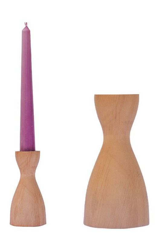 شمعدان چوبی کوچک با شمع
