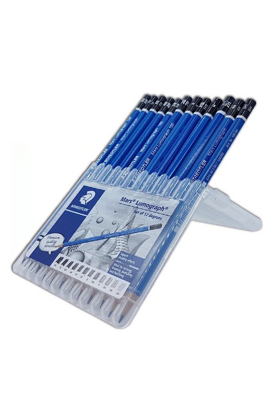 ست مداد طراحی ۱۲ عددی دارای استند رومیزی کد S-۱۰۰ استدلر