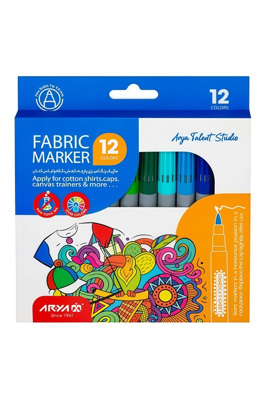 ماژیک ۱۲ رنگ پارچه و لباس مقوایی ۹۰۸۰