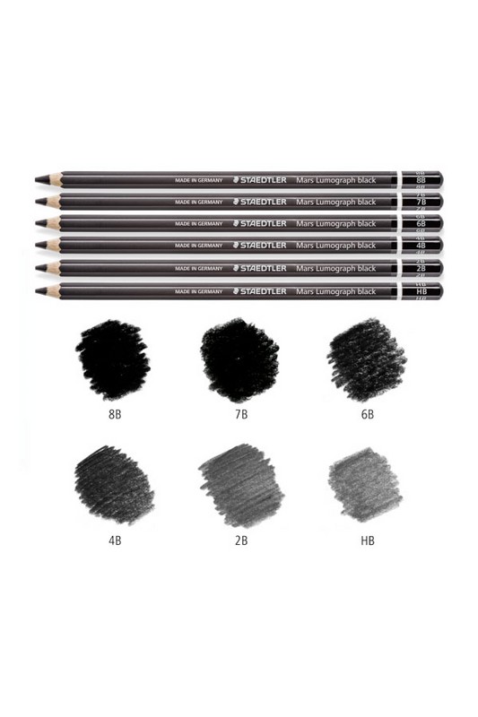 مداد طراحی ۶ عددی زغالی mars Lumograph black استدلر