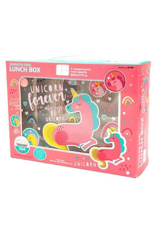 ظرف غذای داخل استیل ۸۰۰ میل طرح اسب تک شاخ کد u۲۰۸۷