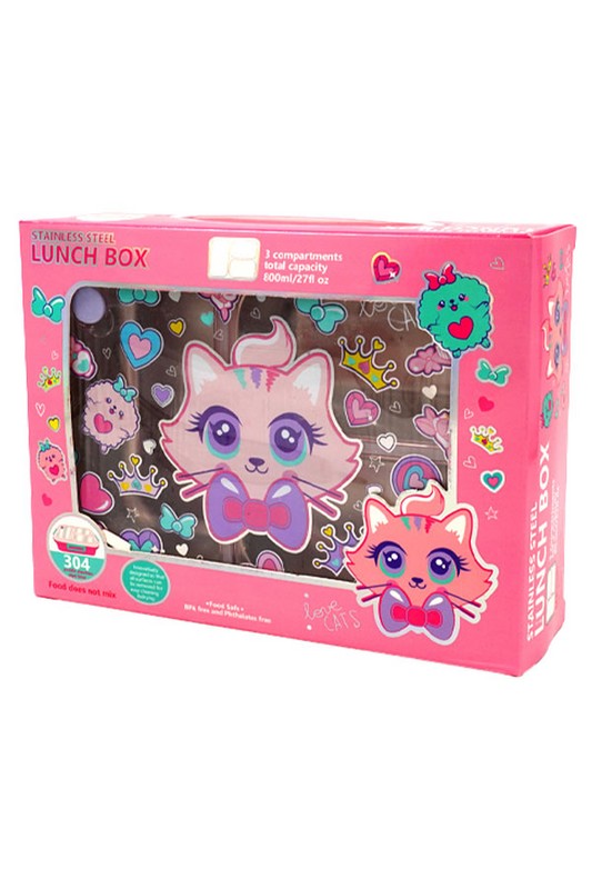 ظرف غذای داخل استیل ۸۰۰ میل طرح گربه کد u۲۰۸۷