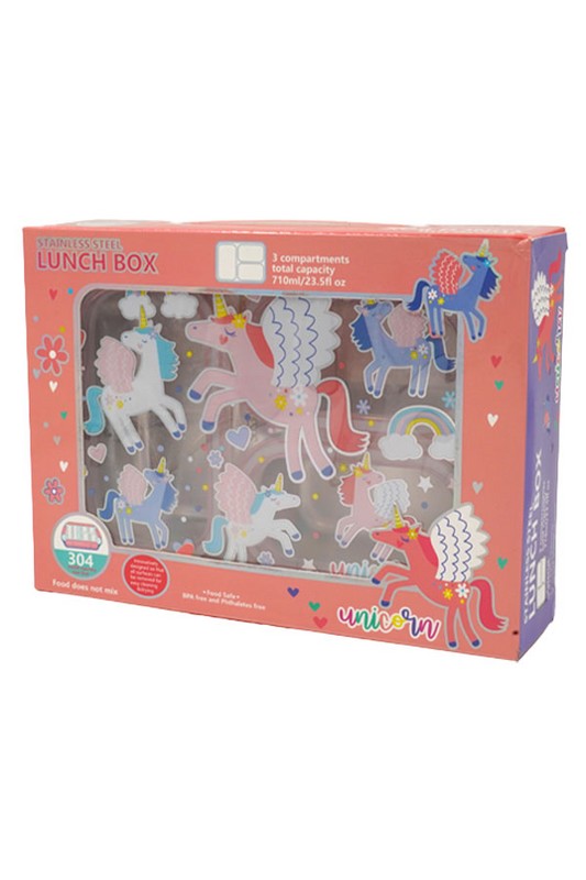 ظرف غذای داخل استیل ۷۱۰ میل طرح اسب تک شاخ کد u۲۰۸۶